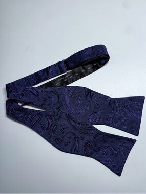 Ryan Seacrest Distinction self tie silk bow tie, purple paisley